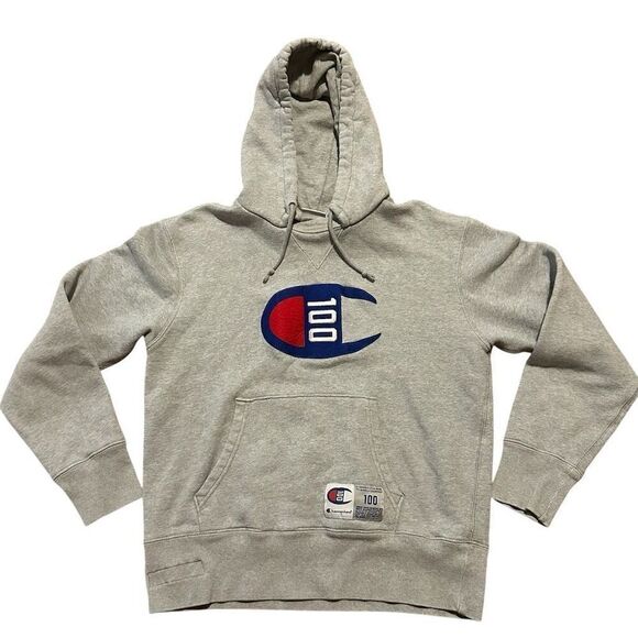 Champion 100th Anniversary Hoodie Gray Pullover Unisex Size M - Picture 1 of 5